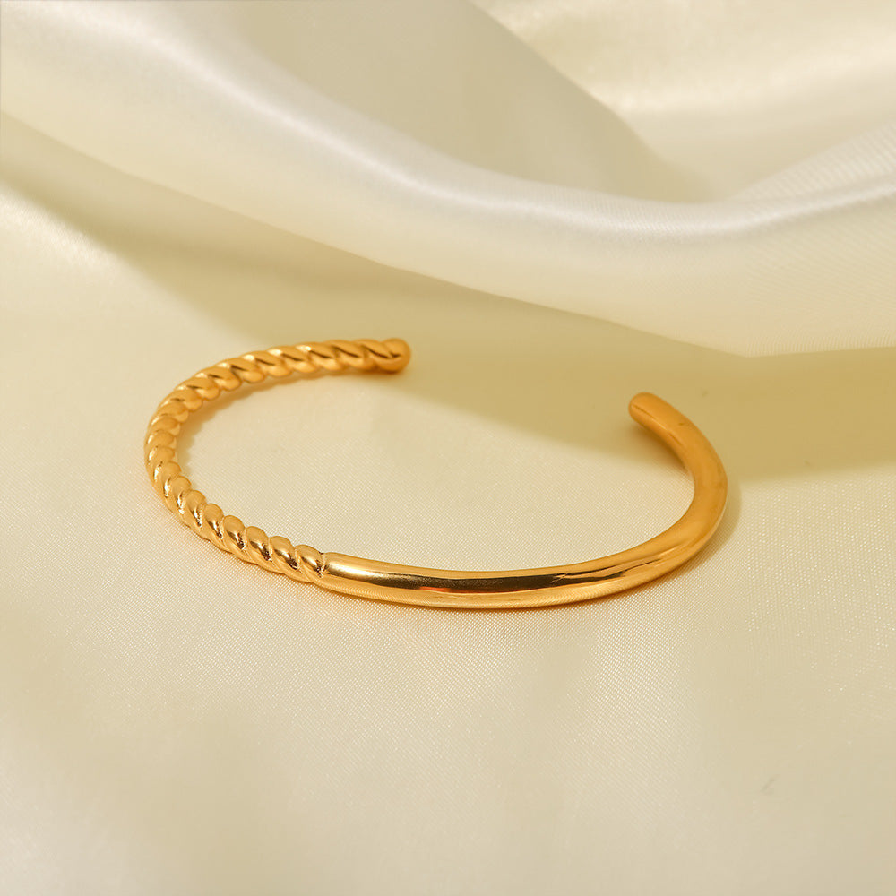 Gold Half Twist Cuff Bangle