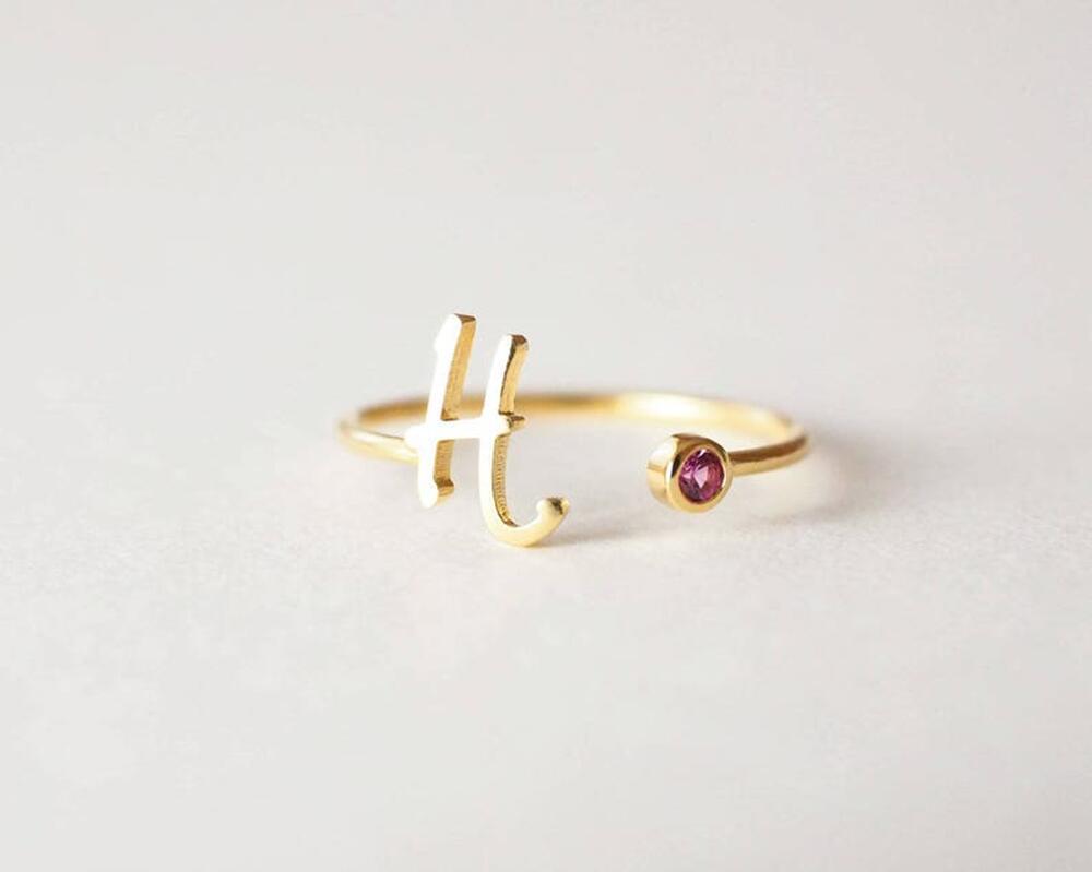 Cherished Initial & Gem Ring