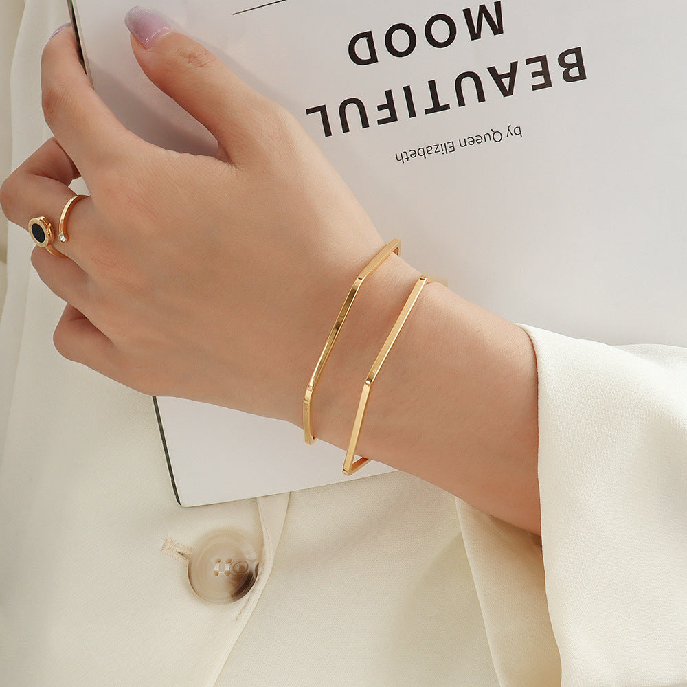 18K Gold-plated Polygon Cuff Bangle
