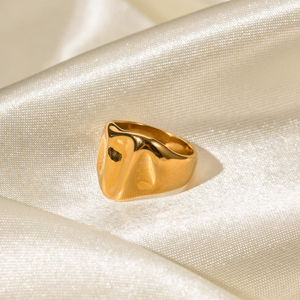 Gold Chunky Organic Hammered Ring