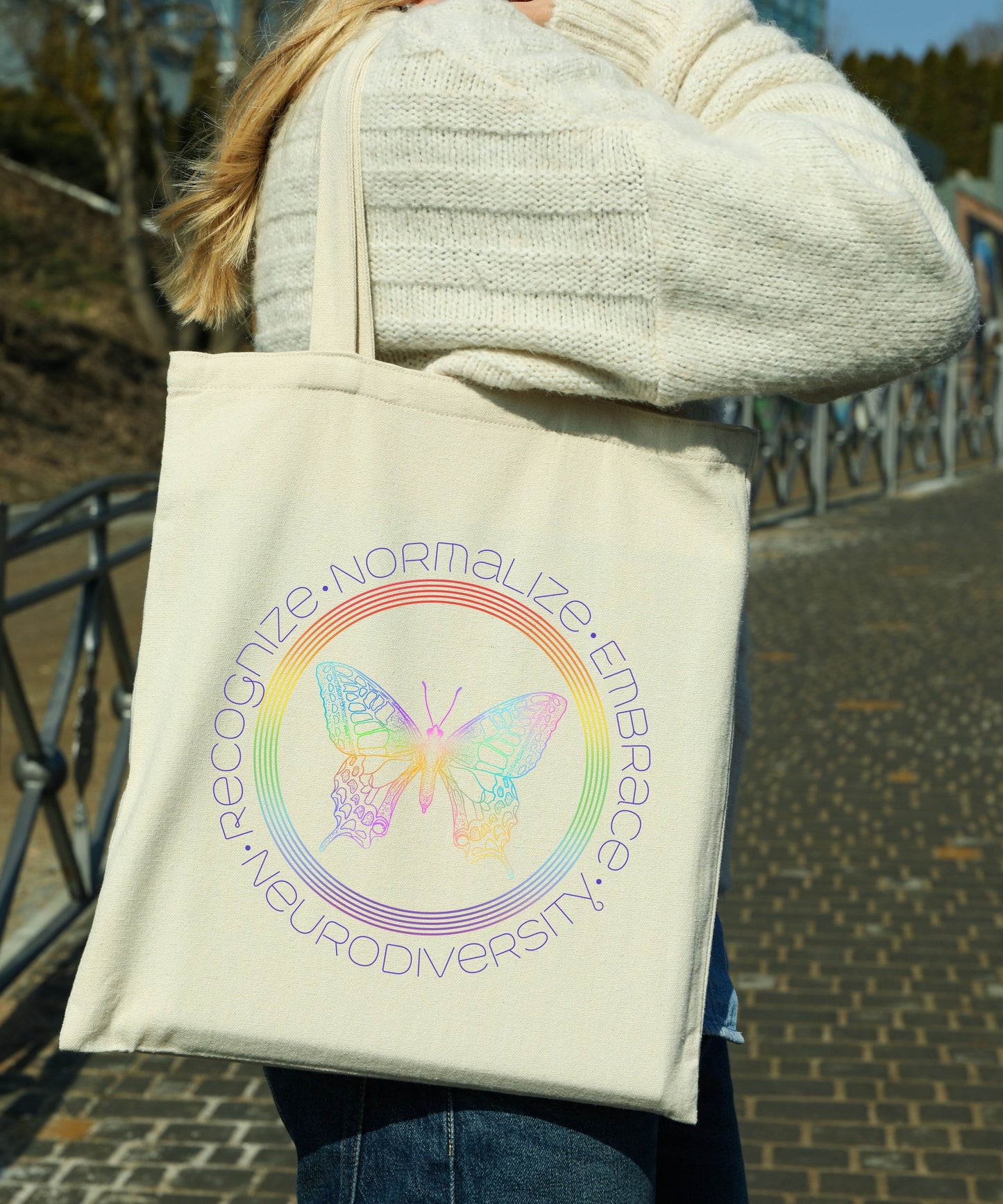 Recognize Normalize Embrace Neurodiversity/Cotton Canvas Tote Bag
