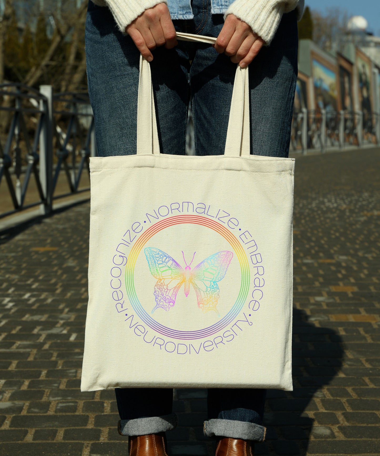 Recognize Normalize Embrace Neurodiversity/Cotton Canvas Tote Bag
