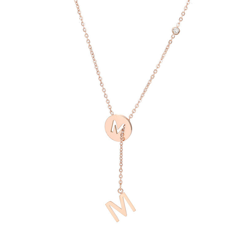 Customizable Cutout Initial CZ Pendant Necklace