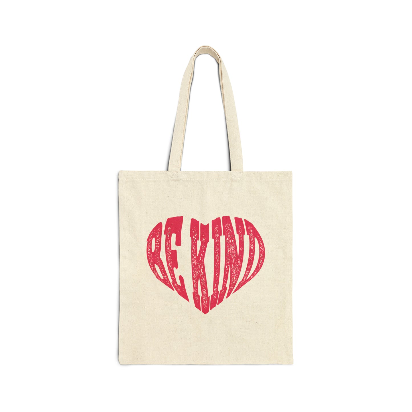 Be Kind Red Heart Cotton Canvas Tote Bag