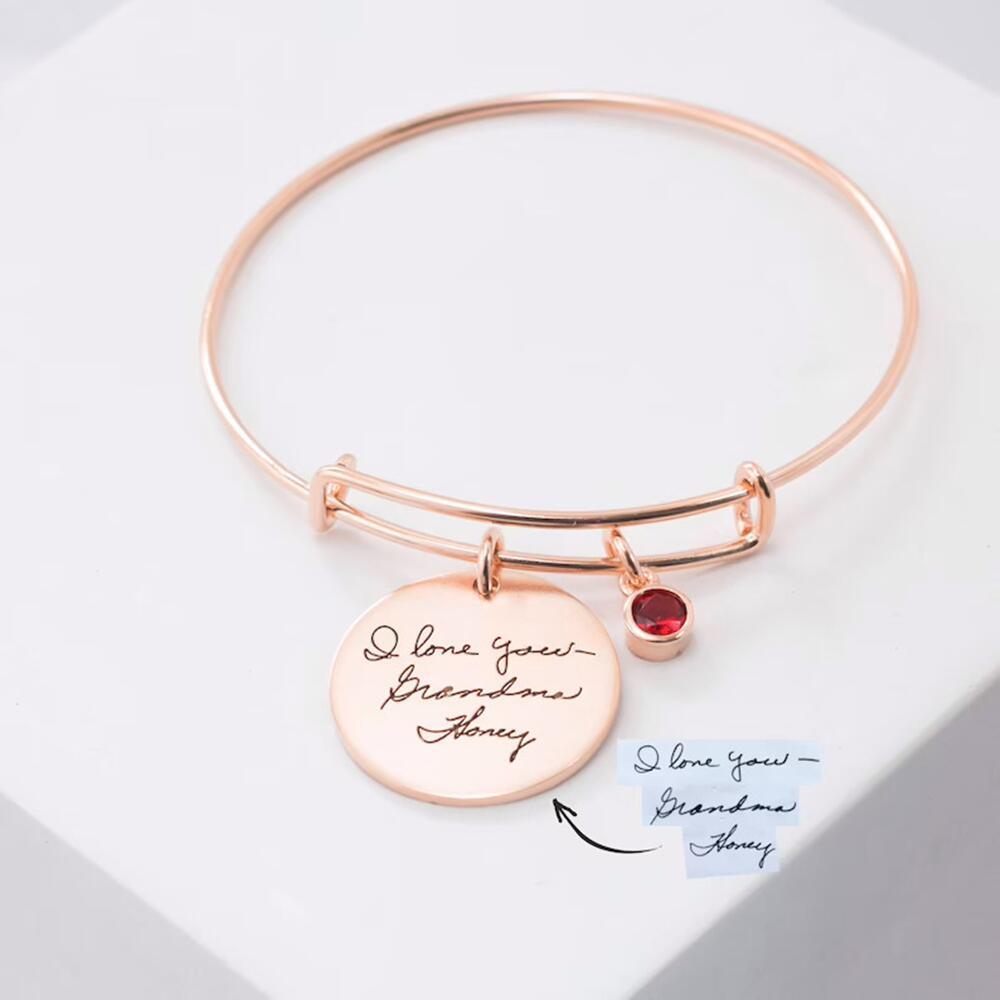 Adjustable Customizable Charm & Stone Bangle Bracelet Gold Plated S925 Silver