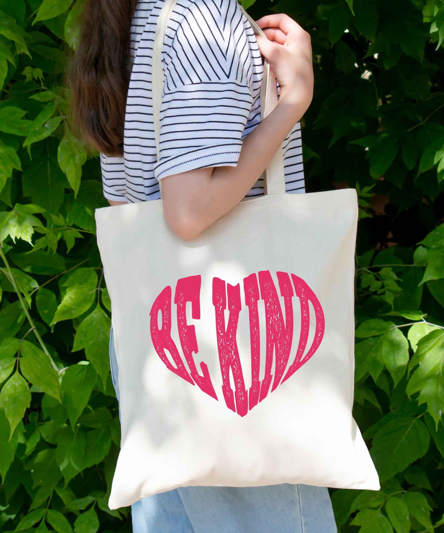 Be Kind Red Heart Cotton Canvas Tote Bag