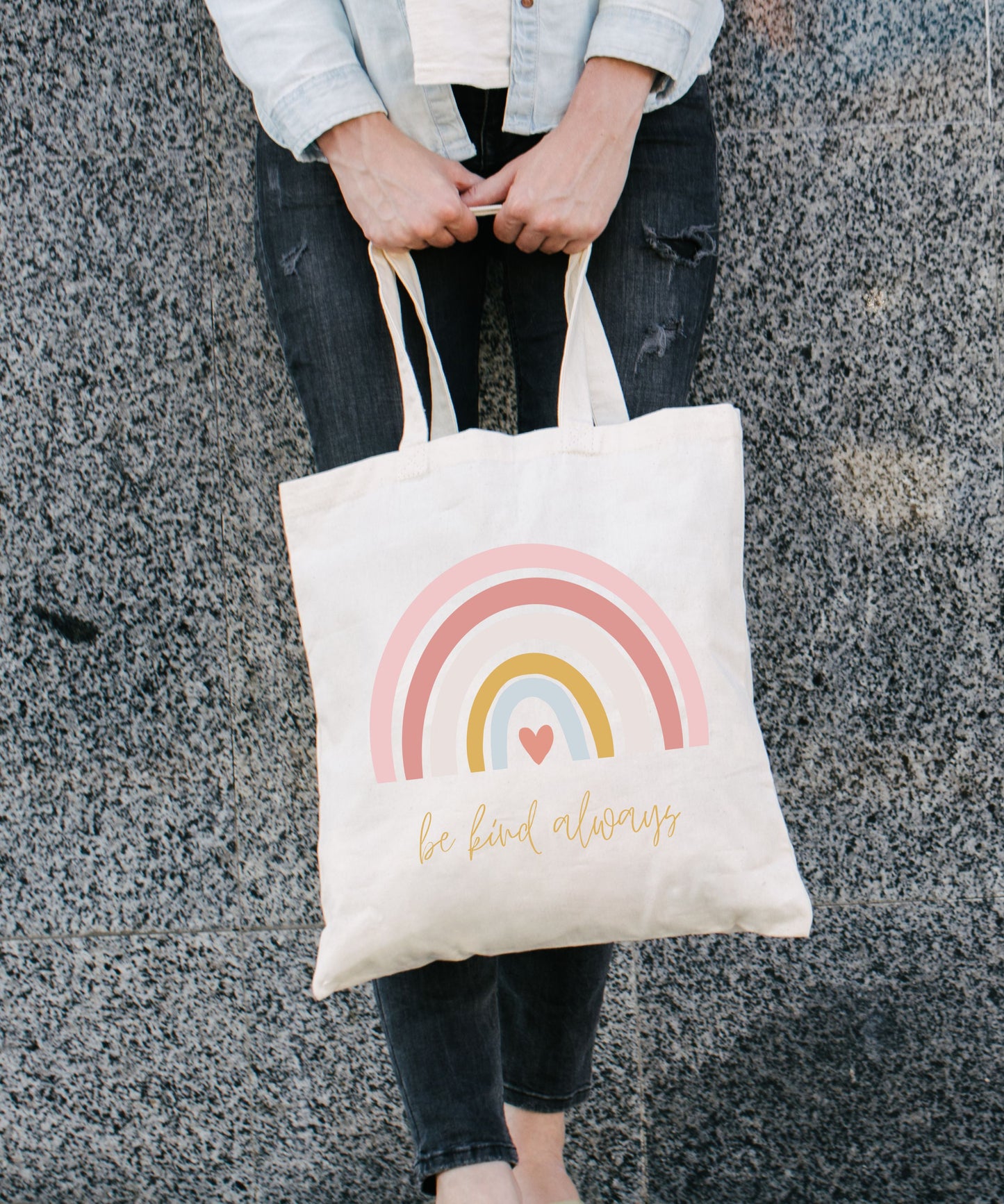 Be Kind Always Rainbow Cotton Canvas Tote Bag