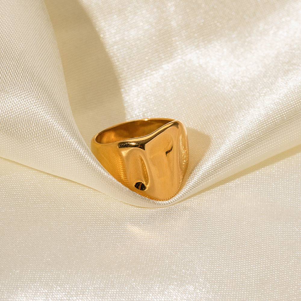 Gold Chunky Organic Hammered Ring