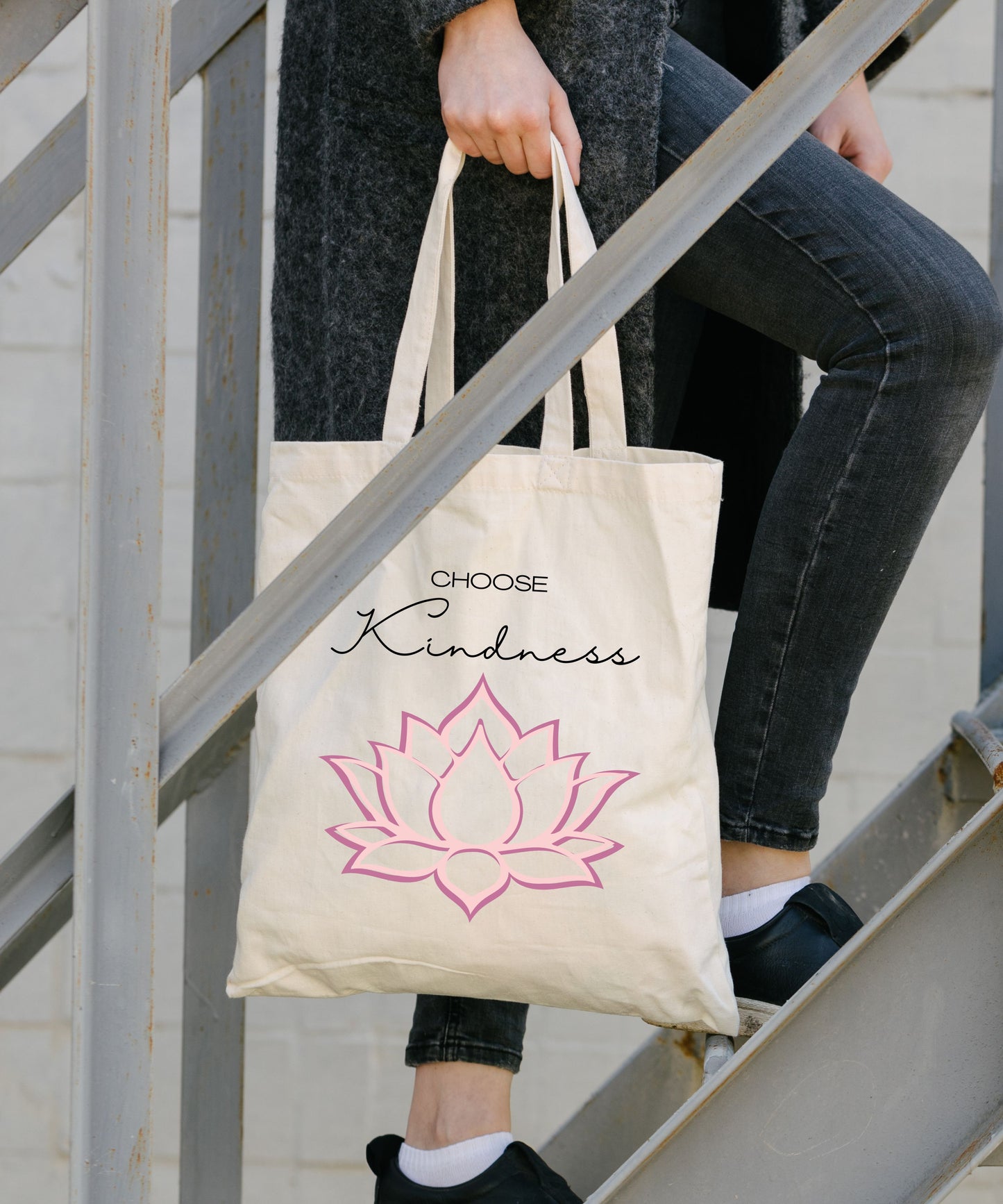 Choose Kindness Lotus Cotton Canvas Tote Bag