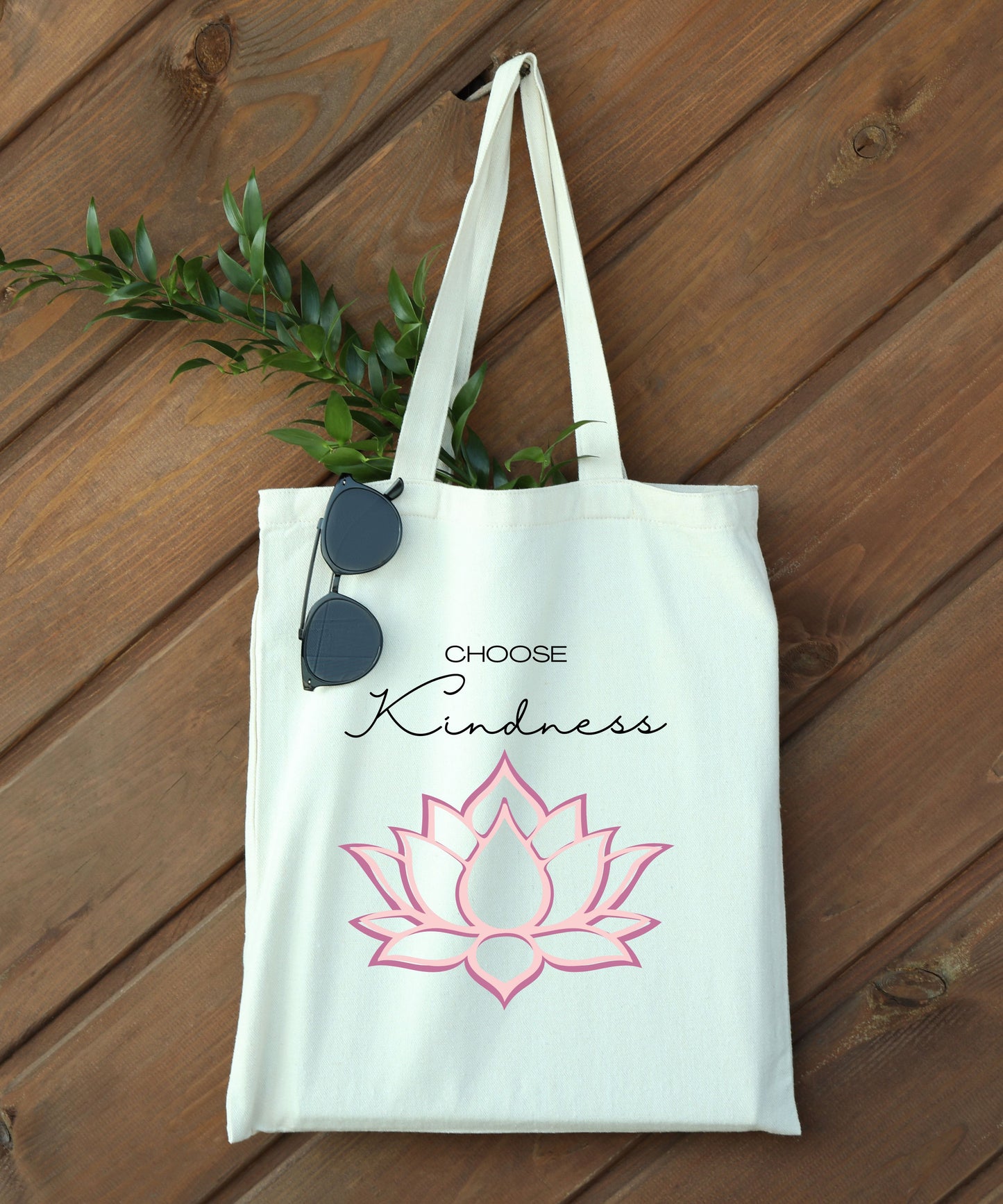 Choose Kindness Lotus Cotton Canvas Tote Bag