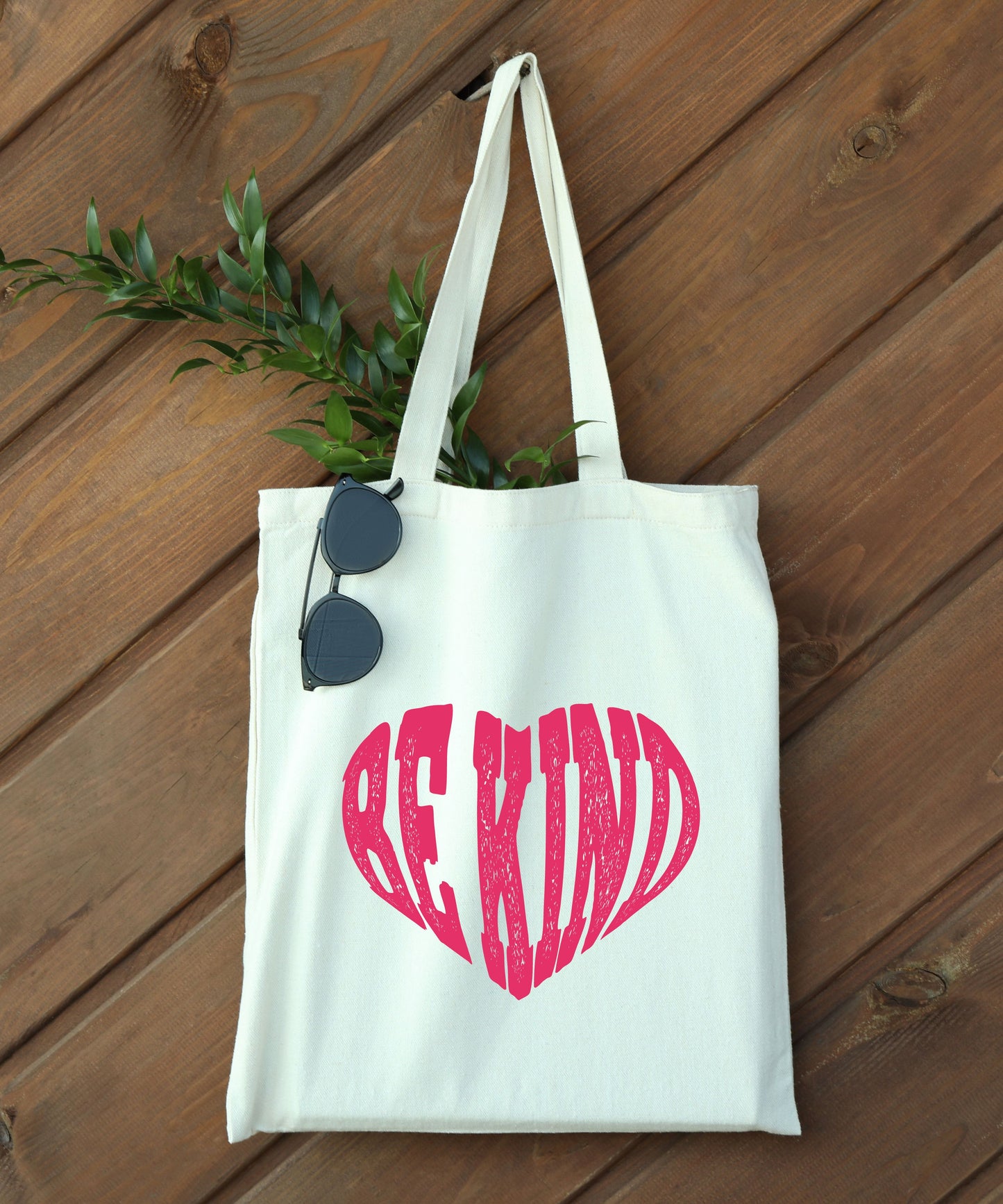 Be Kind Red Heart Cotton Canvas Tote Bag