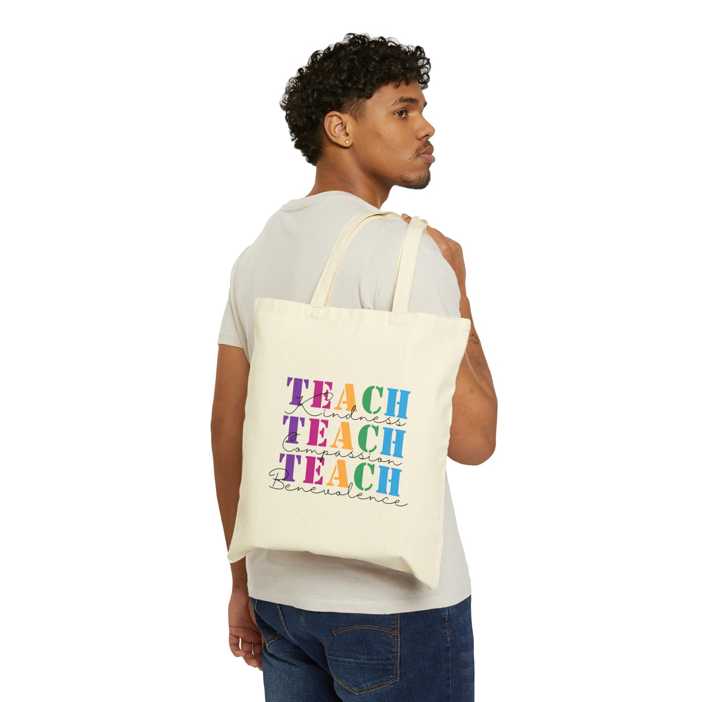 Teach Kindness Compassion Benevolence Cotton Canvas Tote Bag