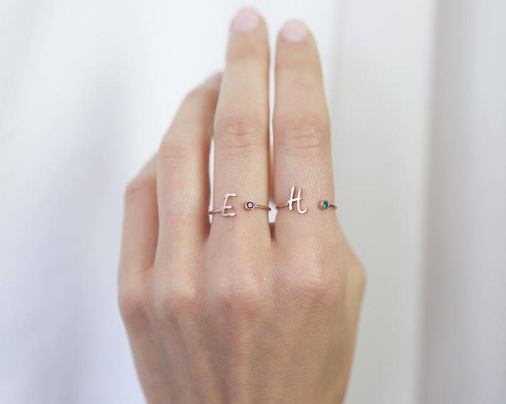 Cherished Initial & Gem Ring