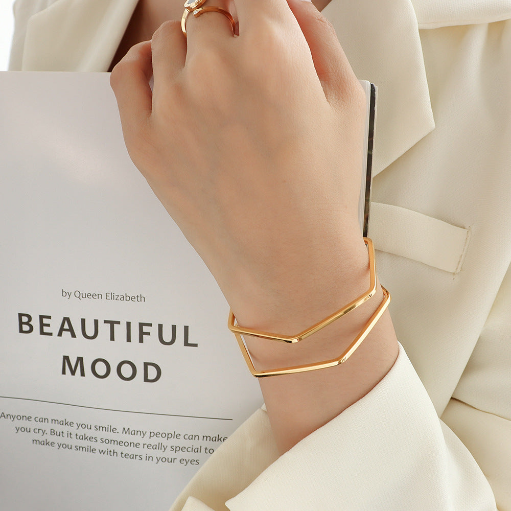 18K Gold-plated Polygon Cuff Bangle