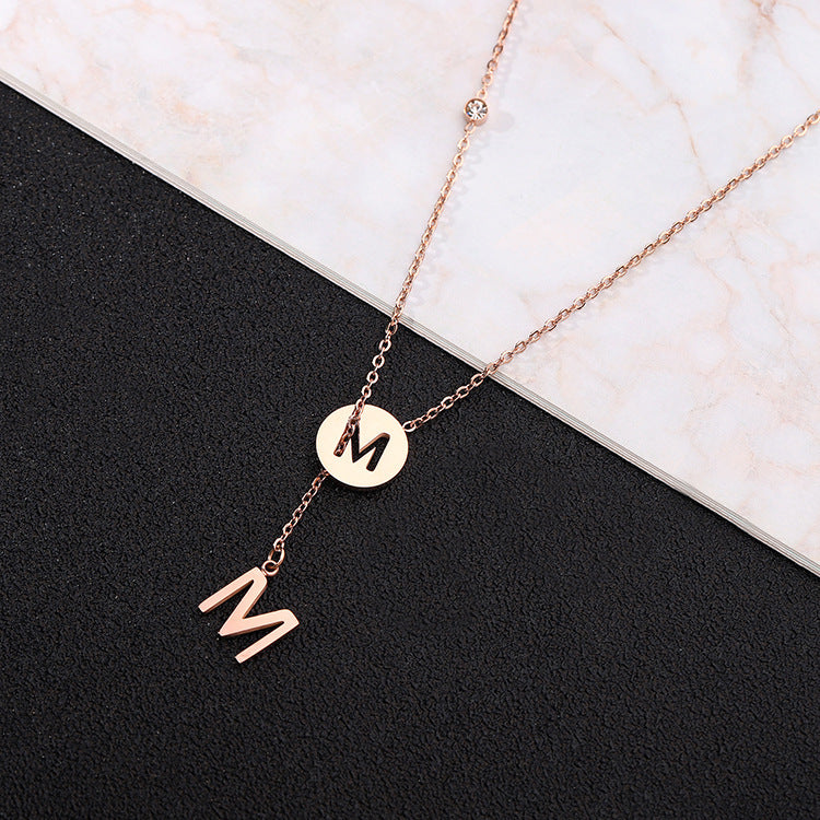 Customizable Cutout Initial CZ Pendant Necklace