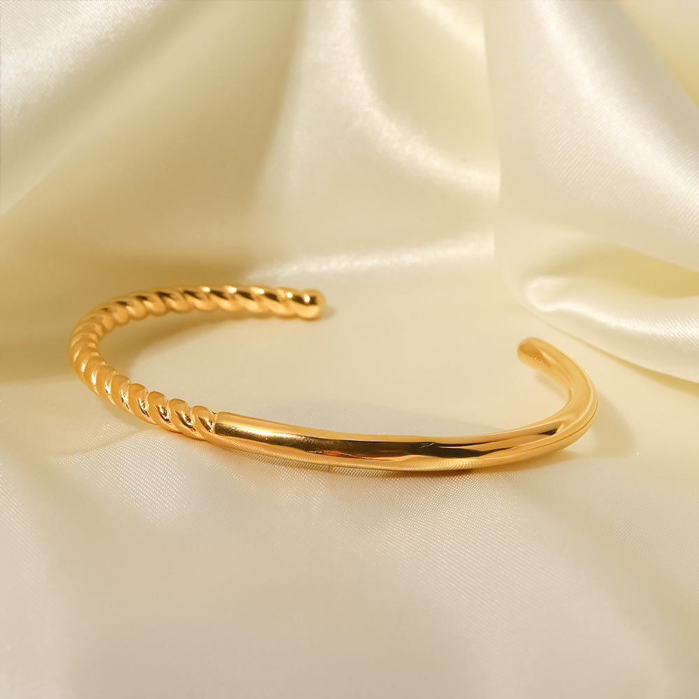 Gold Half Twist Cuff Bangle