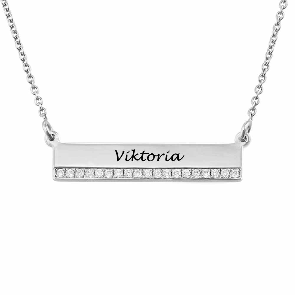 Gold Customizable Raising The Bar CZ Name Pendant Necklace