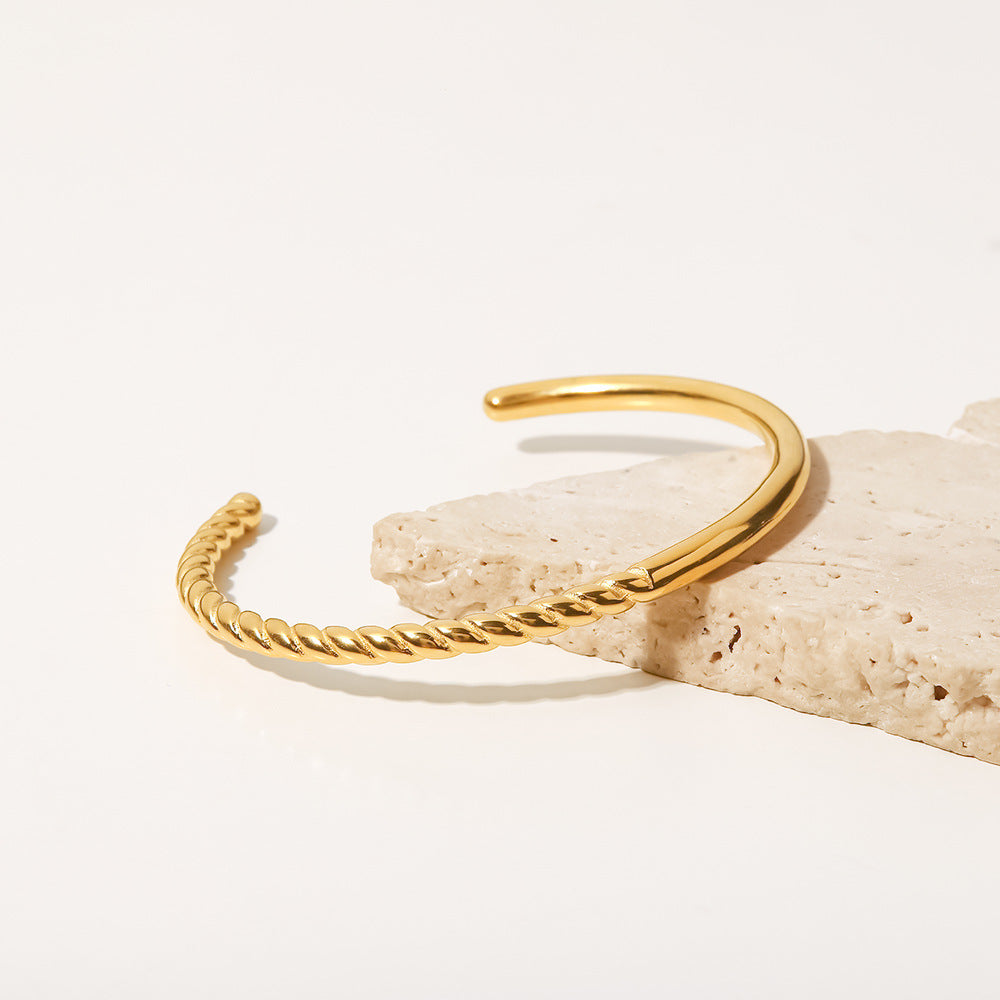Gold Half Twist Cuff Bangle