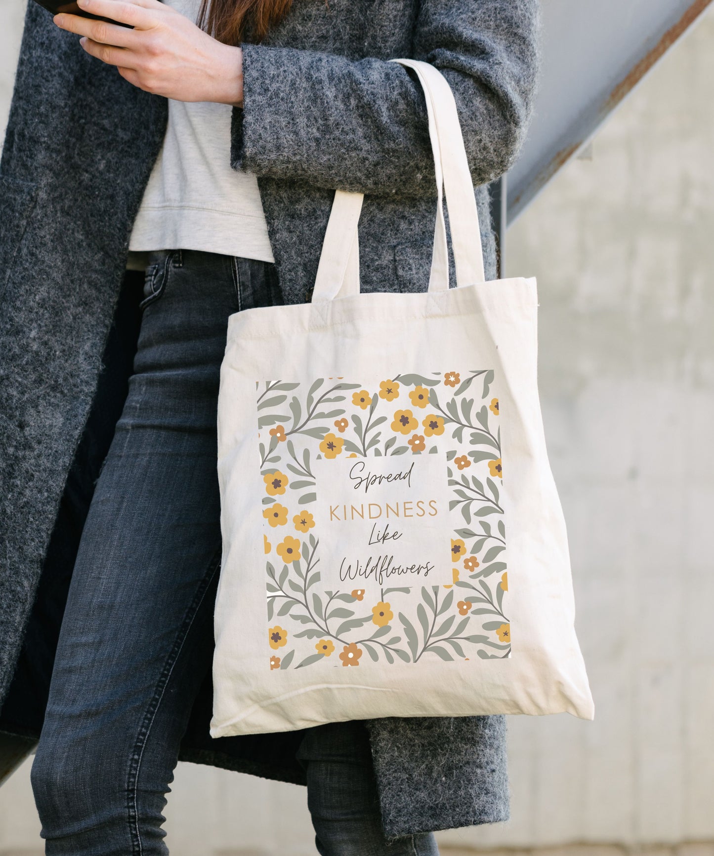Spread Kindness Like Wildflowers2 Cotton Canvas Tote Bag