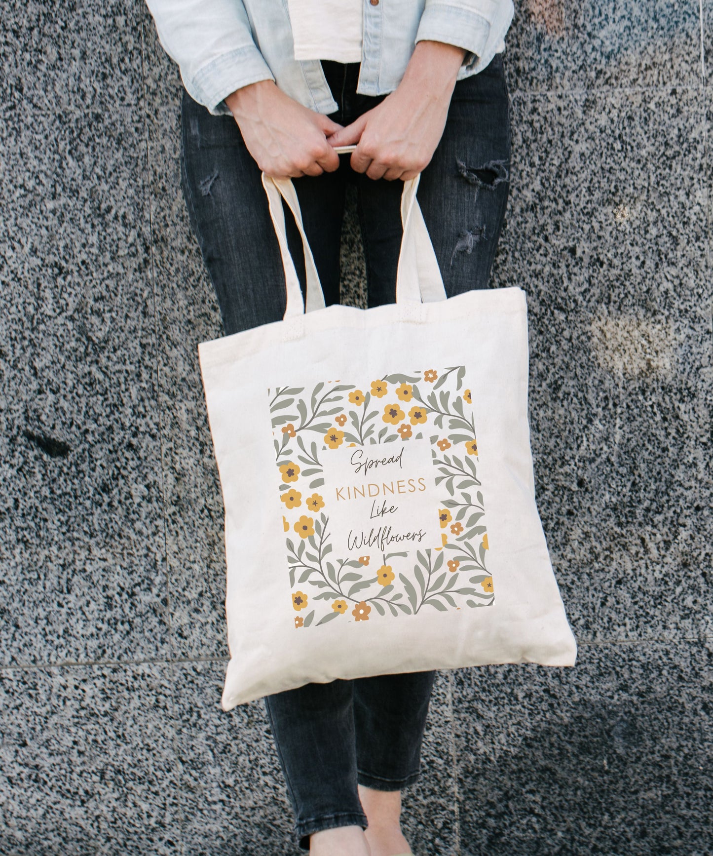 Spread Kindness Like Wildflowers2 Cotton Canvas Tote Bag