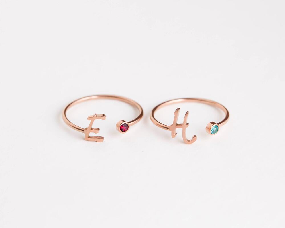 Cherished Initial & Gem Ring