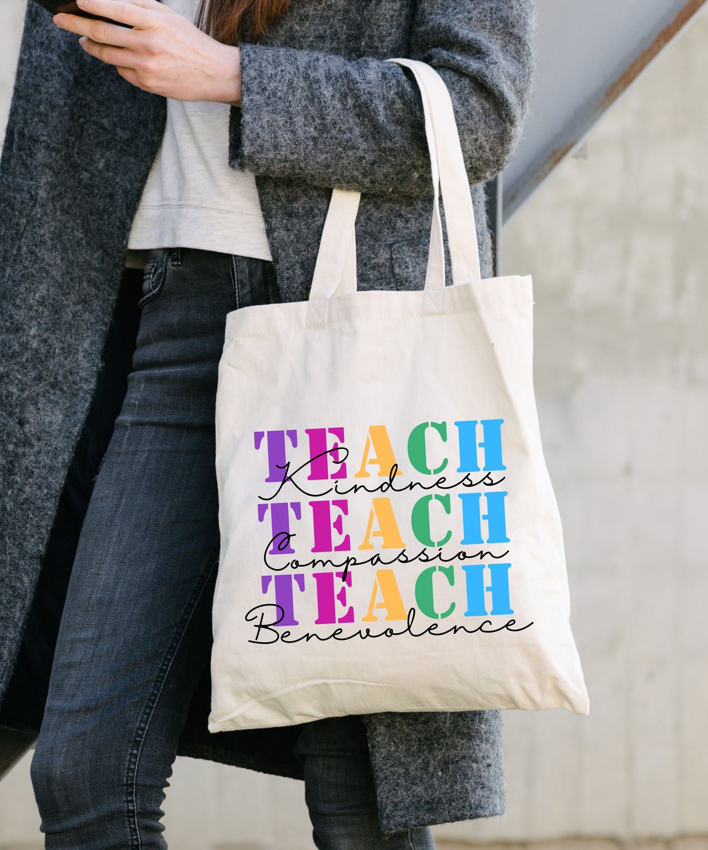 Teach Kindness Compassion Benevolence Cotton Canvas Tote Bag