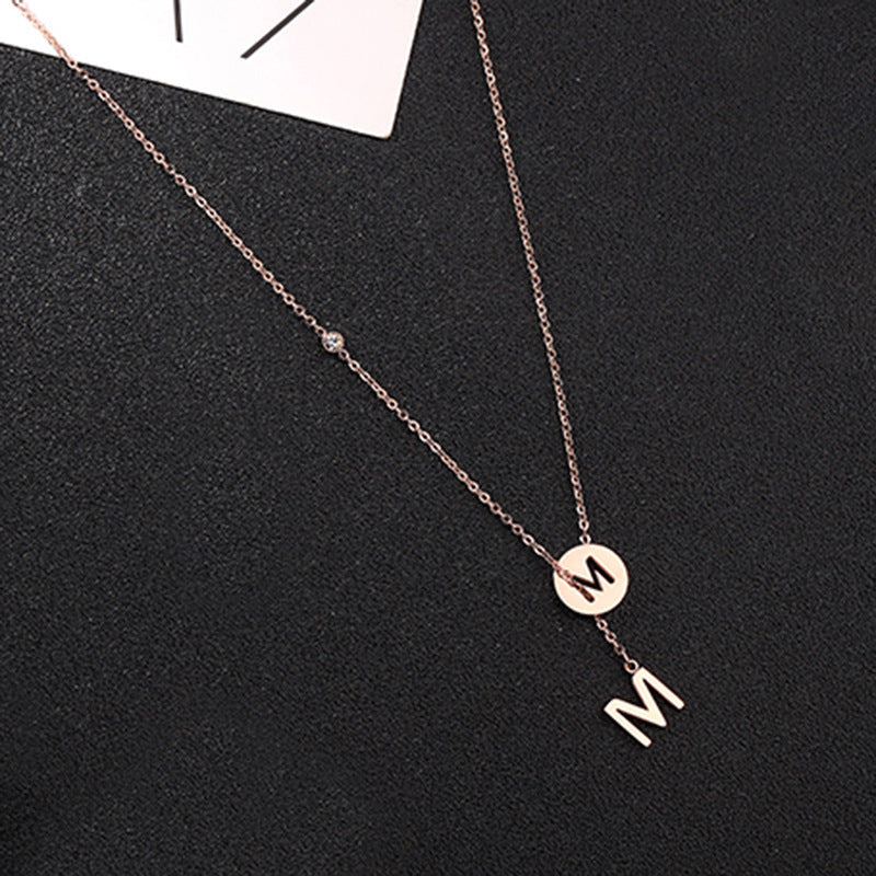 Customizable Cutout Initial CZ Pendant Necklace