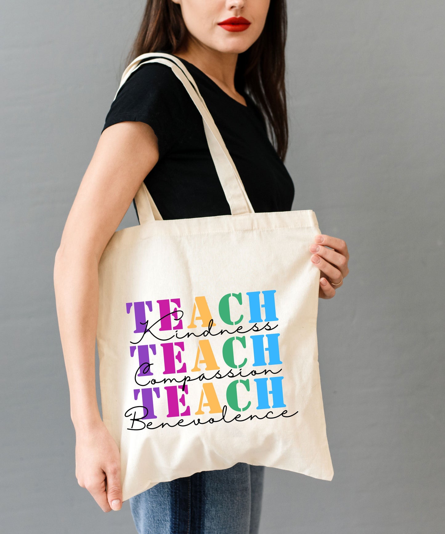 Teach Kindness Compassion Benevolence Cotton Canvas Tote Bag