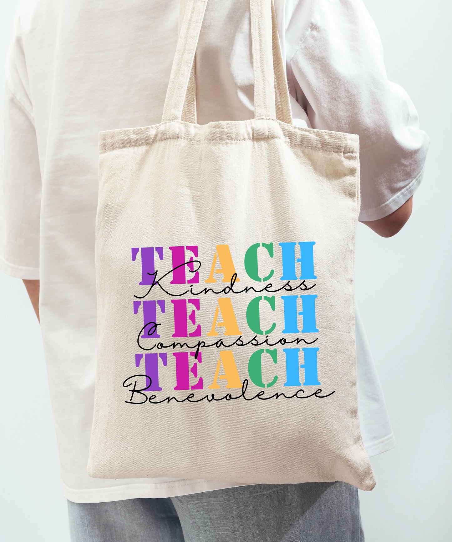 Teach Kindness Compassion Benevolence Cotton Canvas Tote Bag