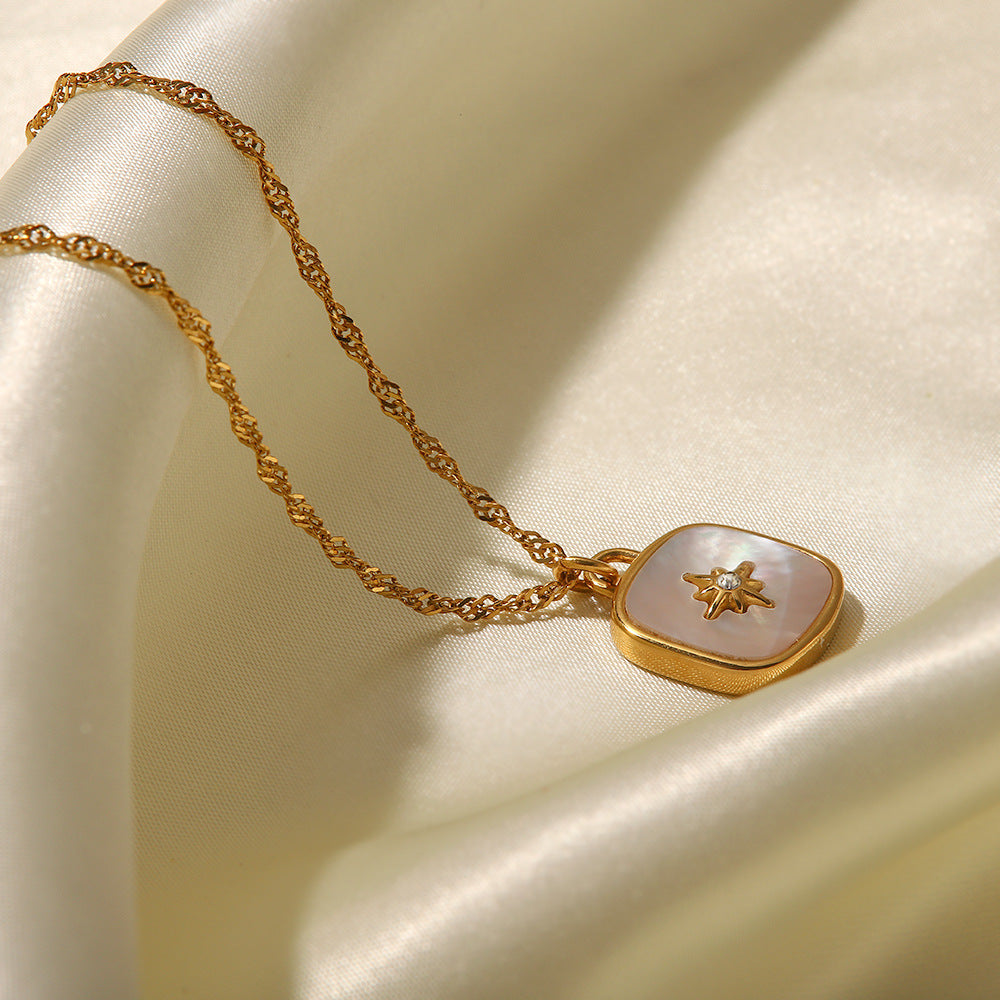 Love & Light Inlaid Shell and CZ Pendant