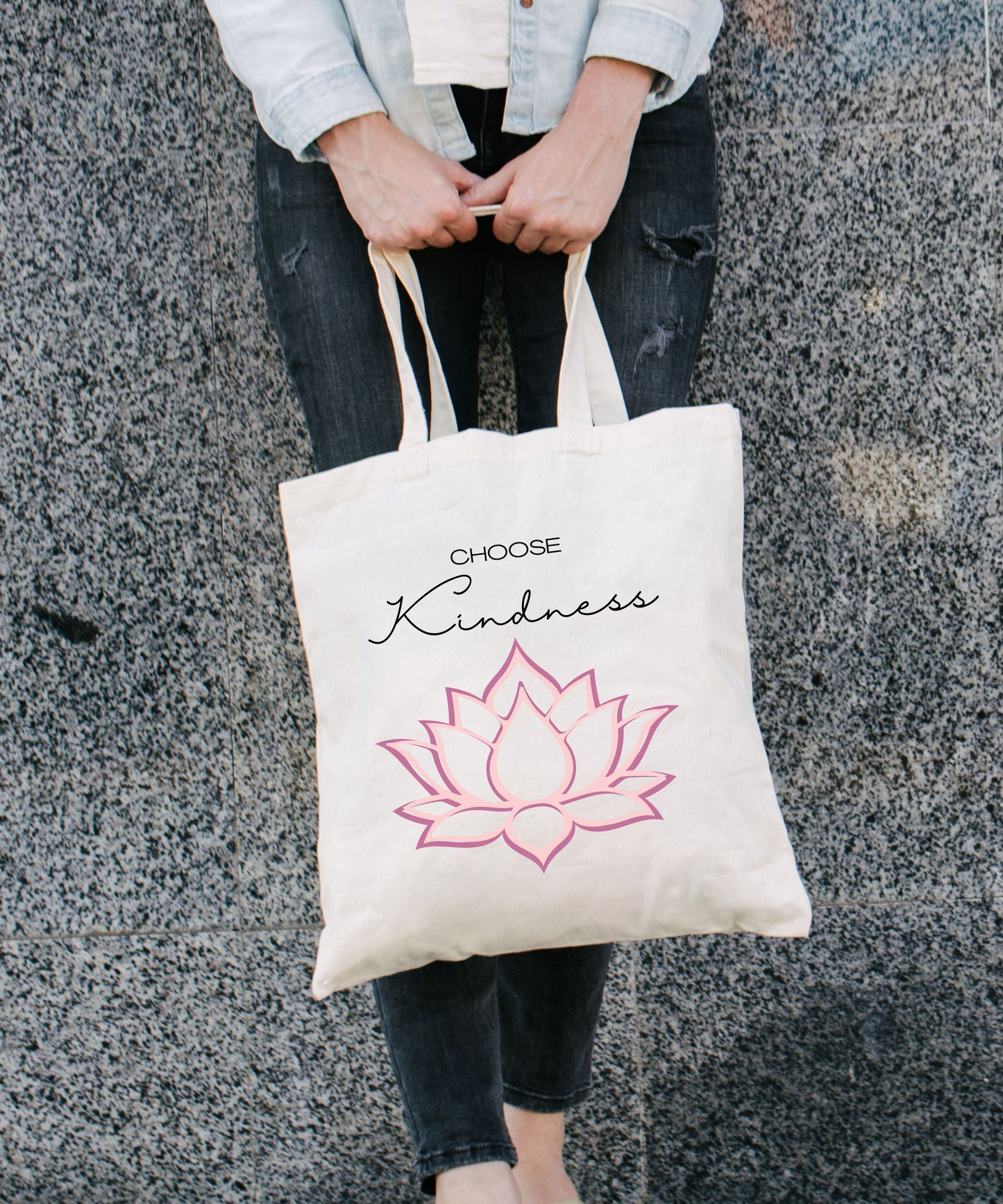 Choose Kindness Lotus Cotton Canvas Tote Bag