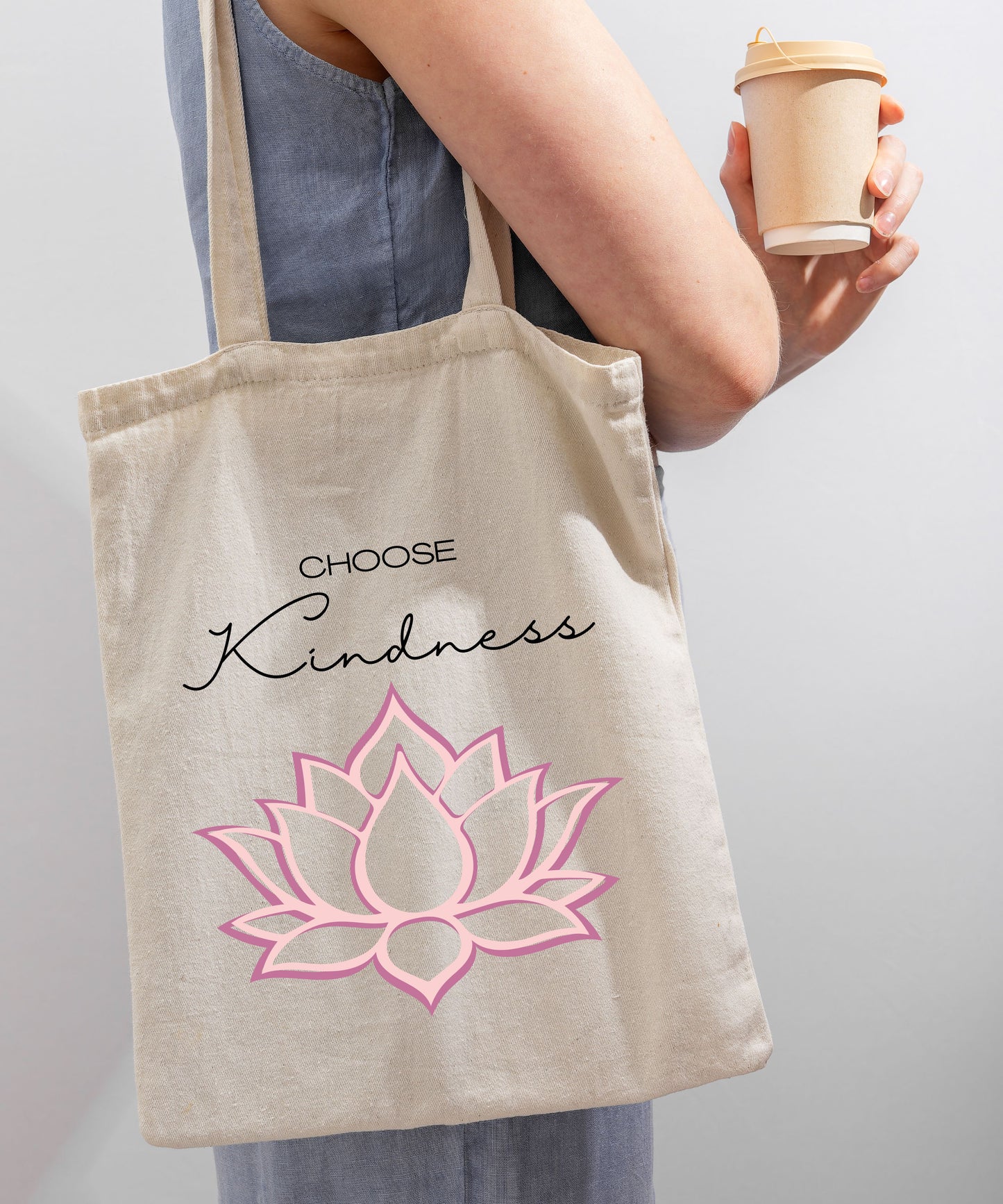 Choose Kindness Lotus Cotton Canvas Tote Bag