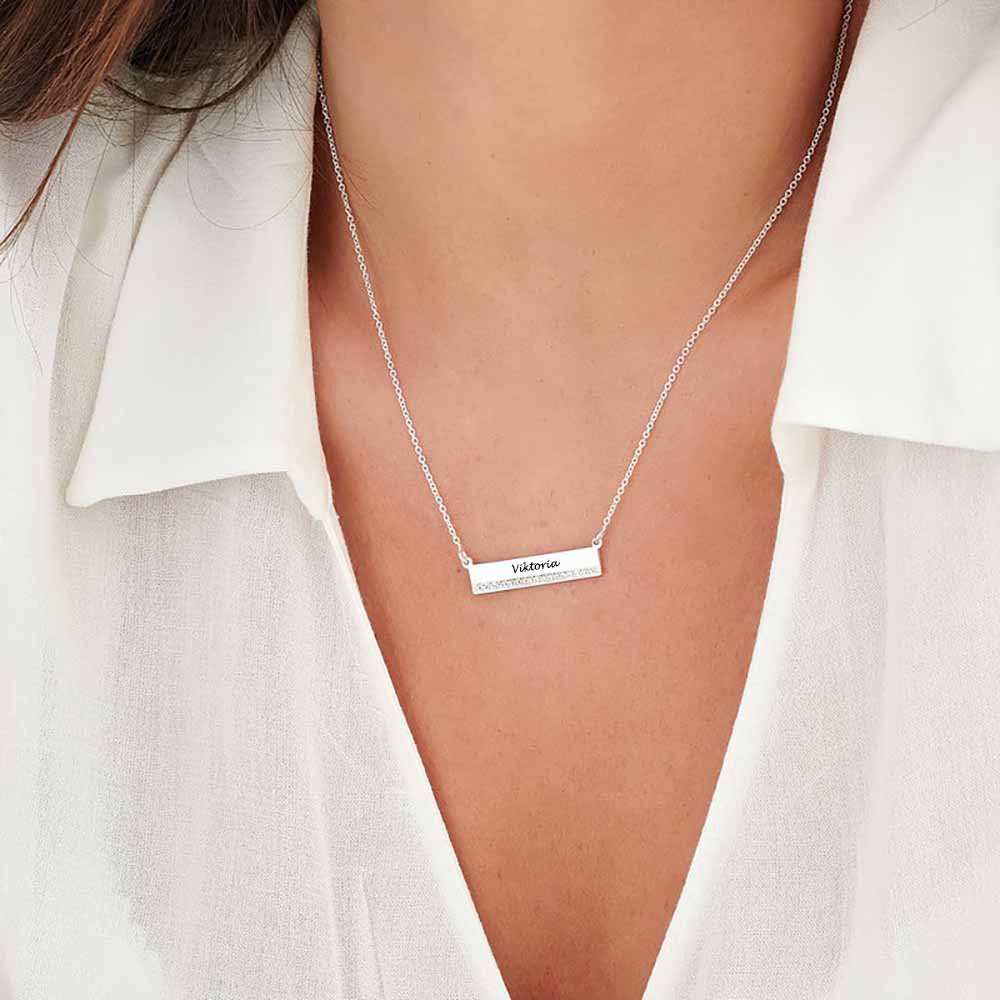 Gold Customizable Raising The Bar CZ Name Pendant Necklace