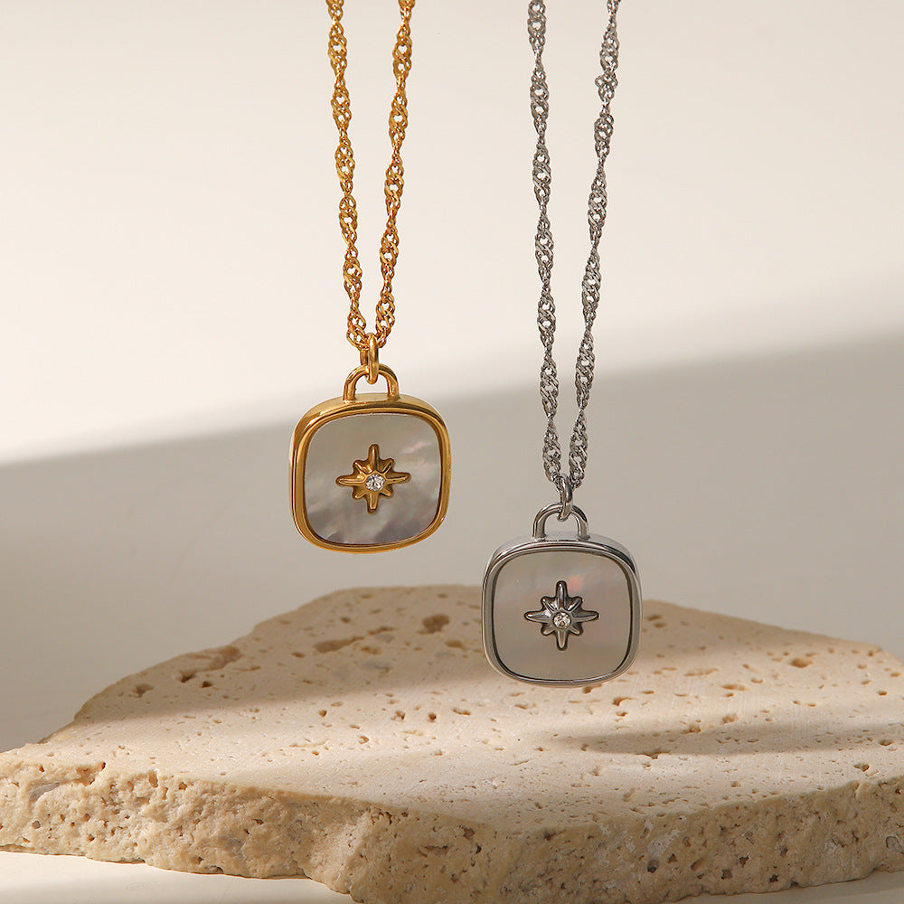 Love & Light Inlaid Shell and CZ Pendant