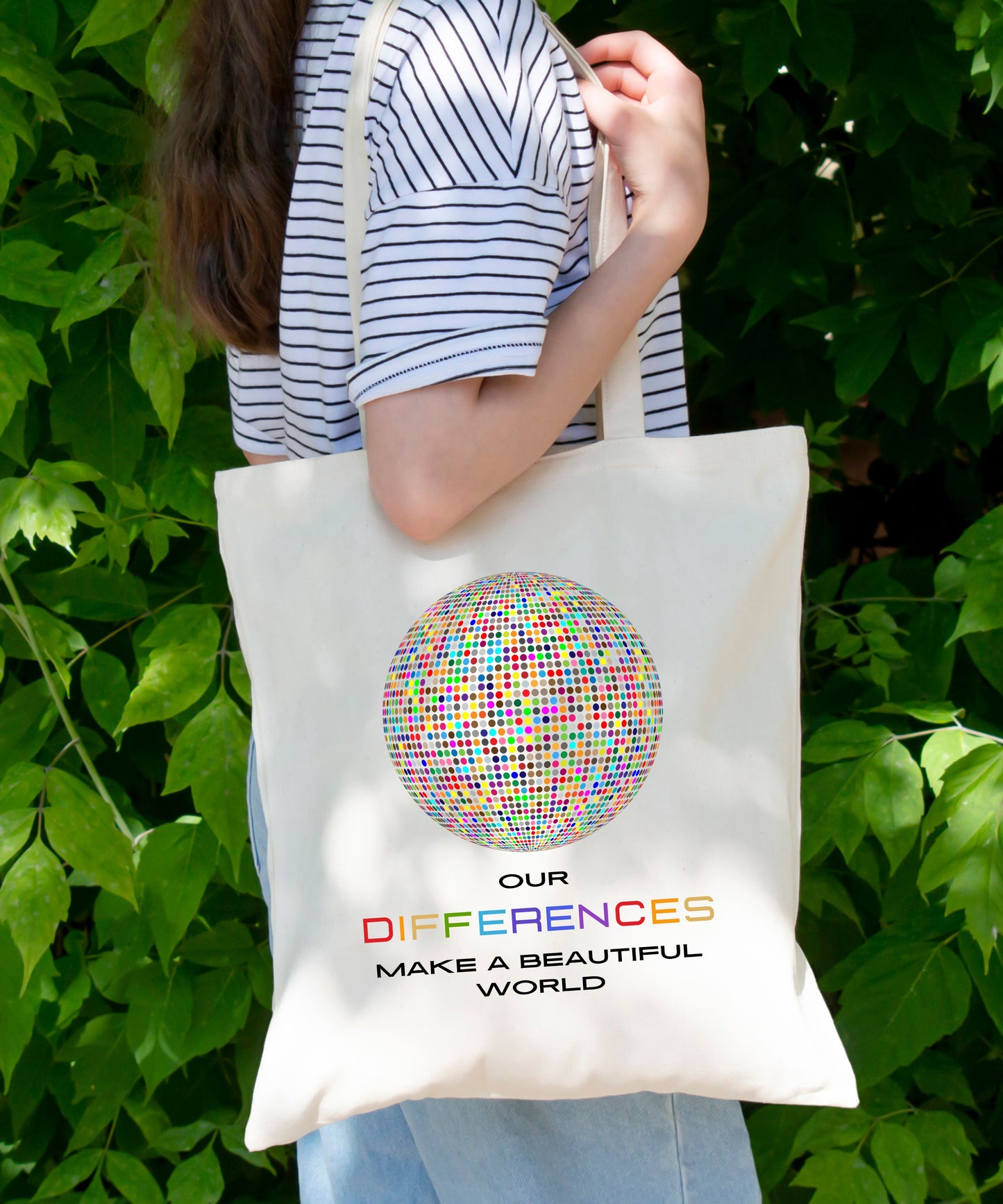 Our Differences Make A Beautiful World Cotton Canvas Tote Bag