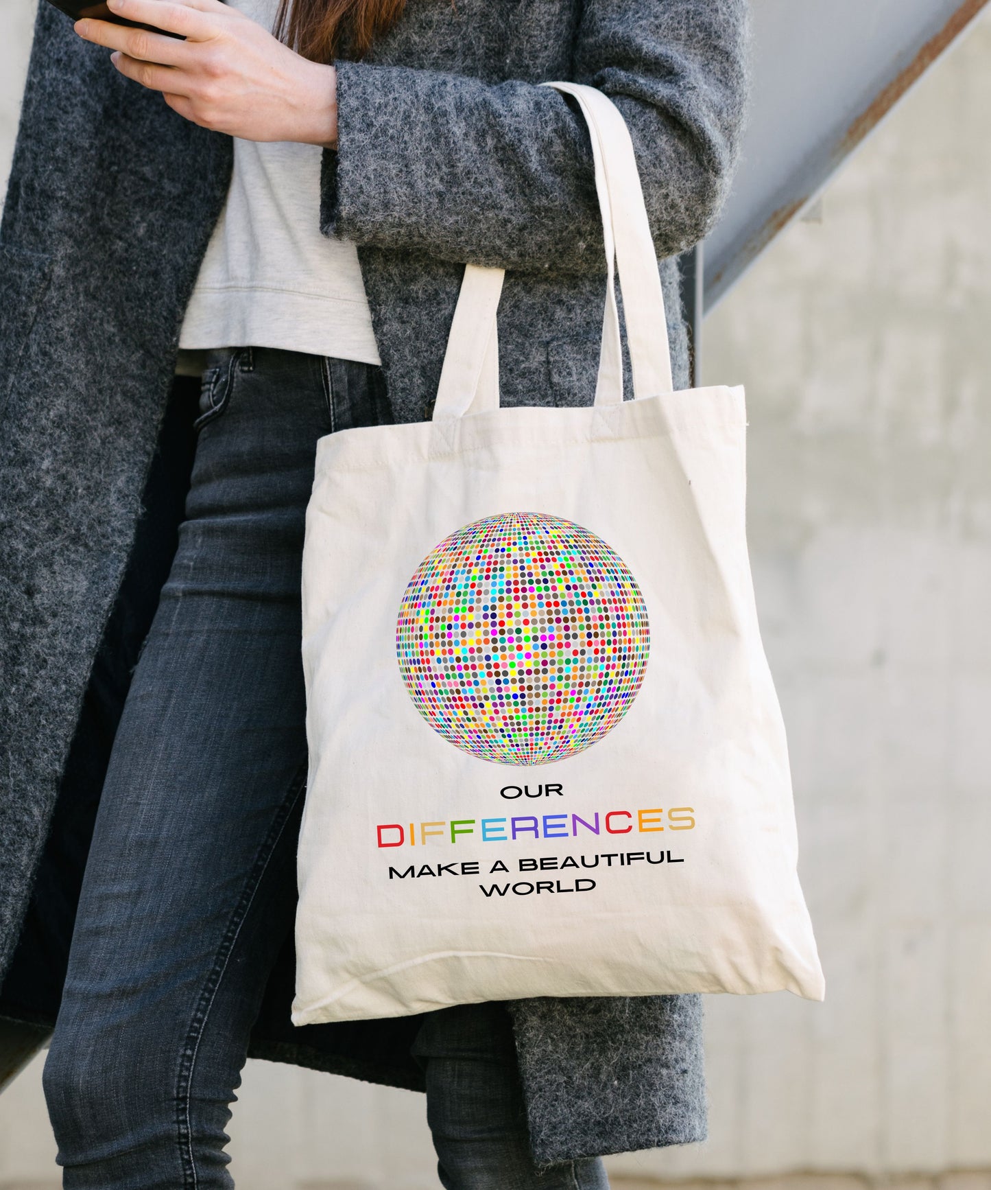 Our Differences Make A Beautiful World Cotton Canvas Tote Bag