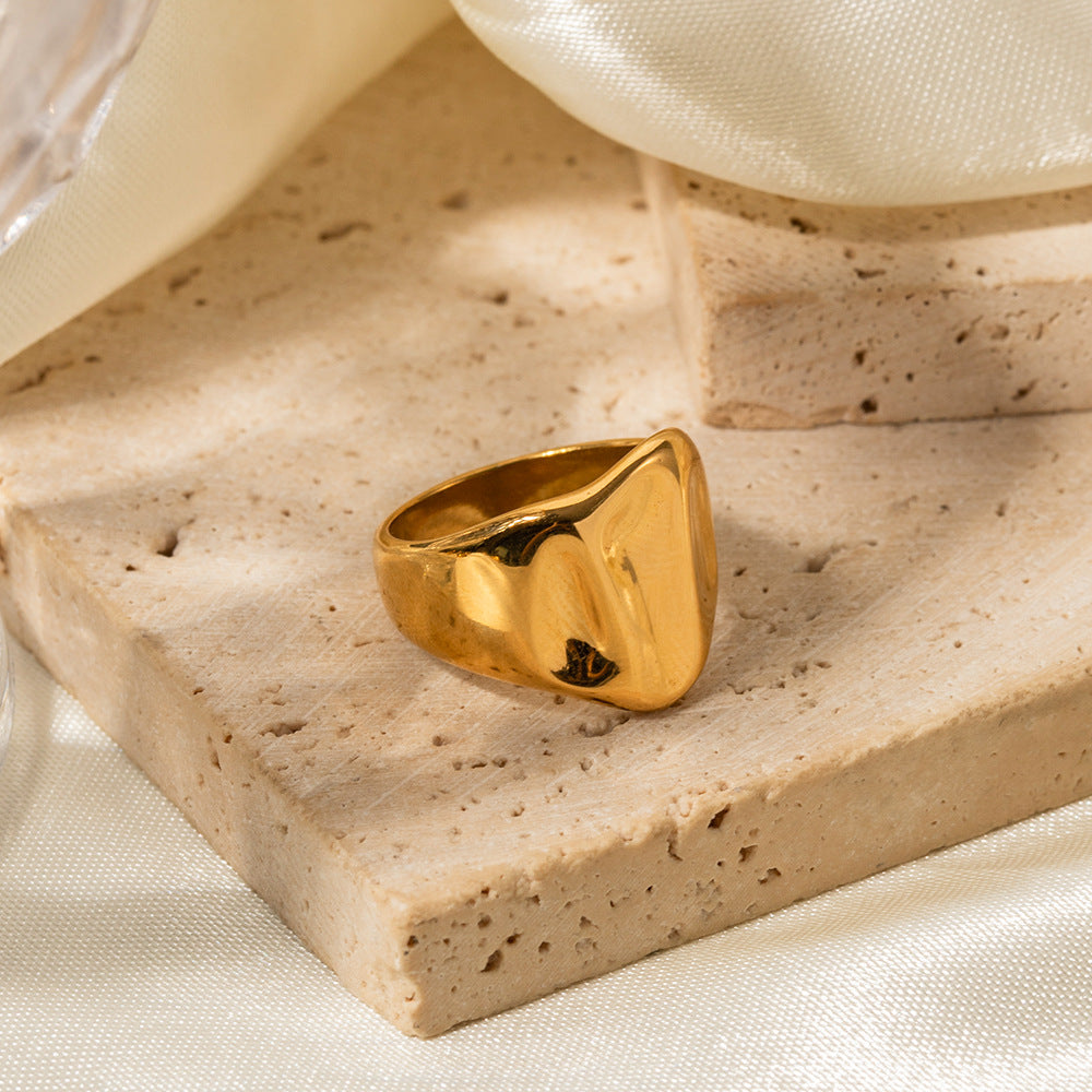 Gold Chunky Organic Hammered Ring