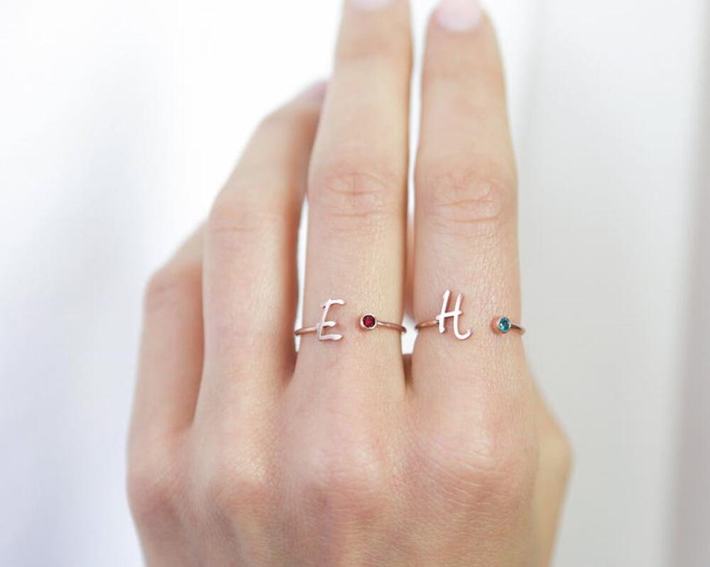 Cherished Initial & Gem Ring
