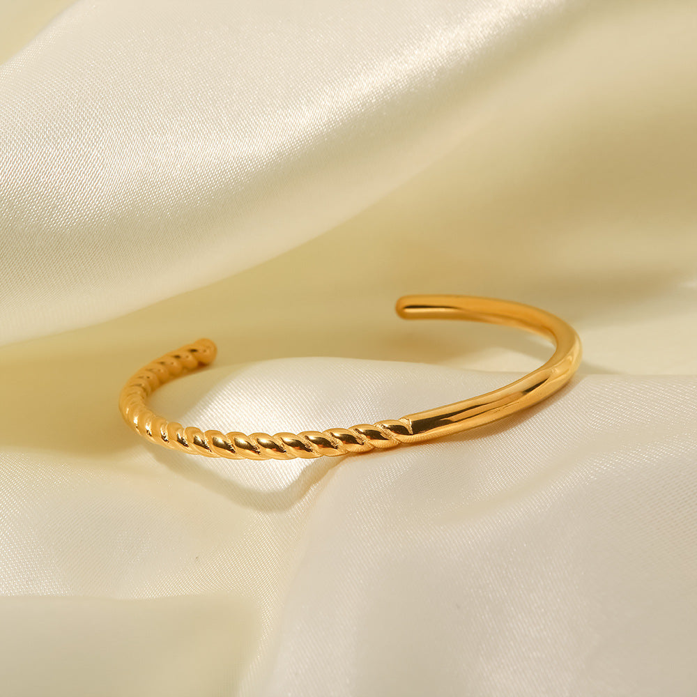 Gold Half Twist Cuff Bangle