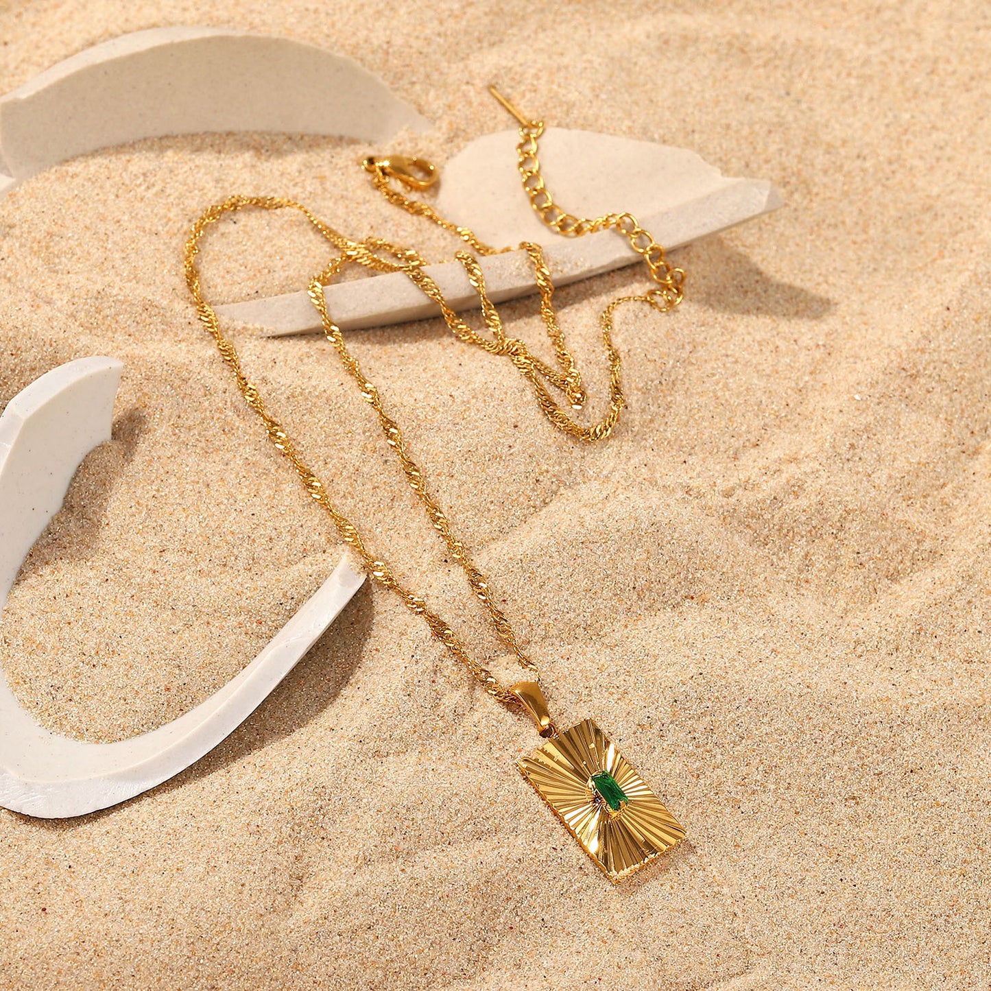 Be Radiant Gold and Emerald Pendant Necklace