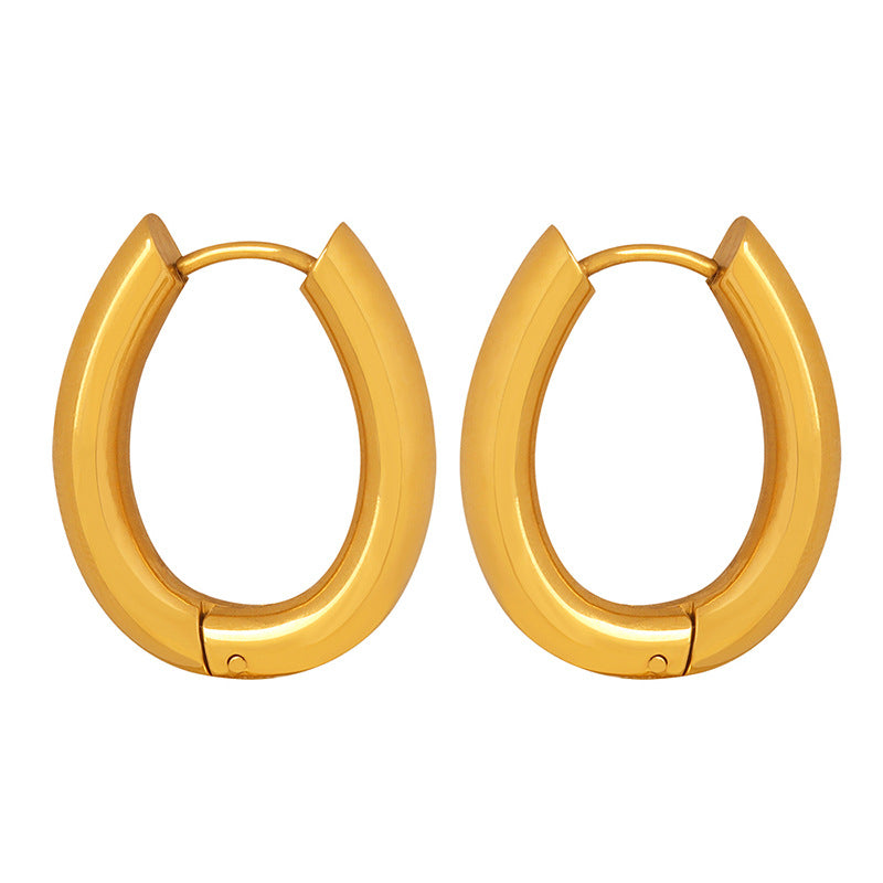 18K Gold-plated Retro Oval Earrings