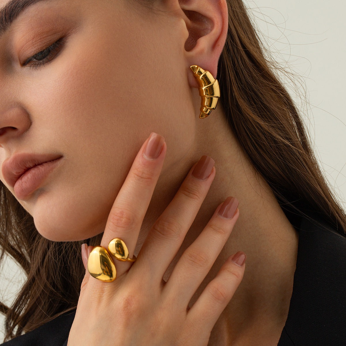 18k Gold-plated Amourphous Bypass Ring