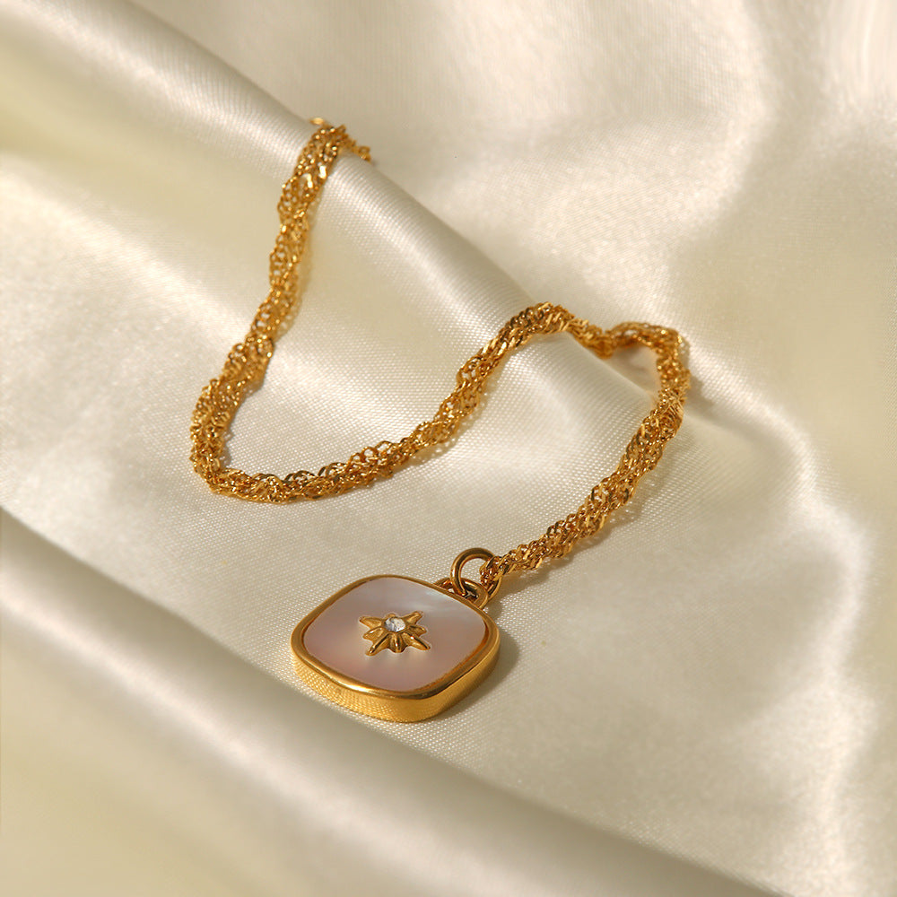 Love & Light Inlaid Shell and CZ Pendant