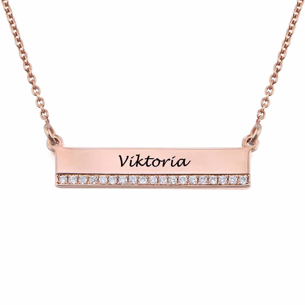 Gold Customizable Raising The Bar CZ Name Pendant Necklace