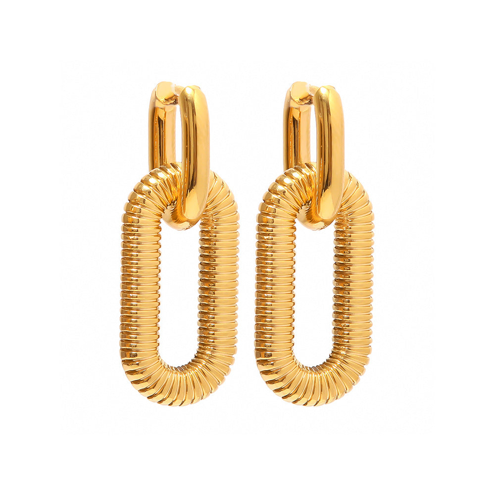 Double The Love Oval Gold Drop Hoop Earrings