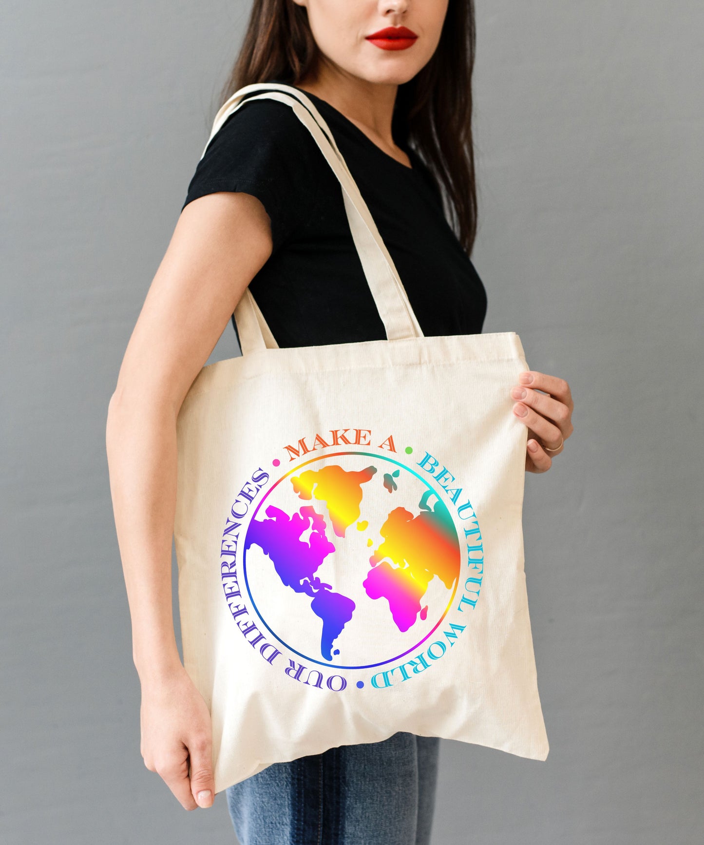 Our Differences Make A Beautfiul World3/Cotton Canvas Tote Bag