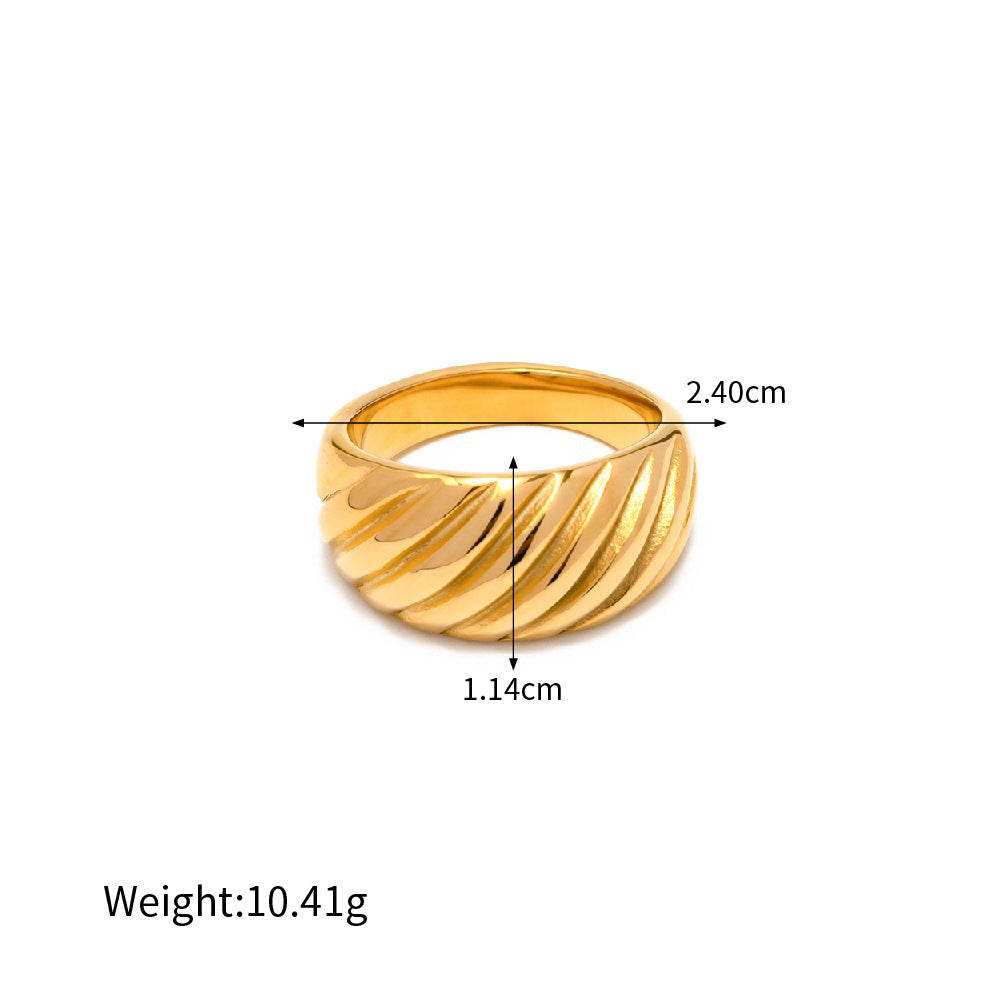 18k Gold-plated Ribbed Dome Ring