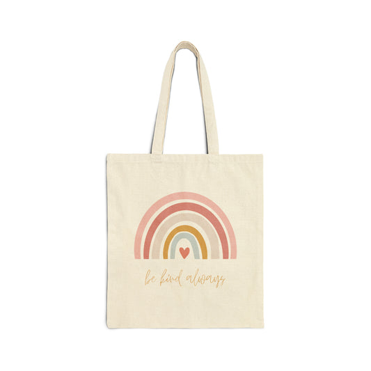 Be Kind Always Rainbow Cotton Canvas Tote Bag