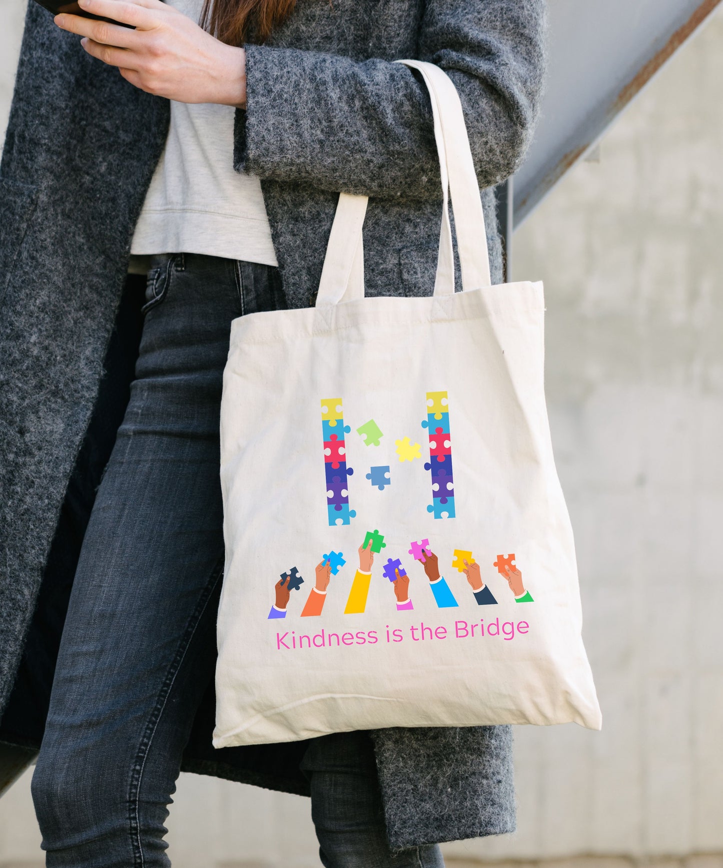 Kindness Is The Bridge Cotton Canvas Tote Bag