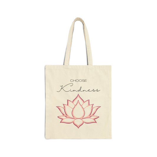 Choose Kindness Lotus Cotton Canvas Tote Bag